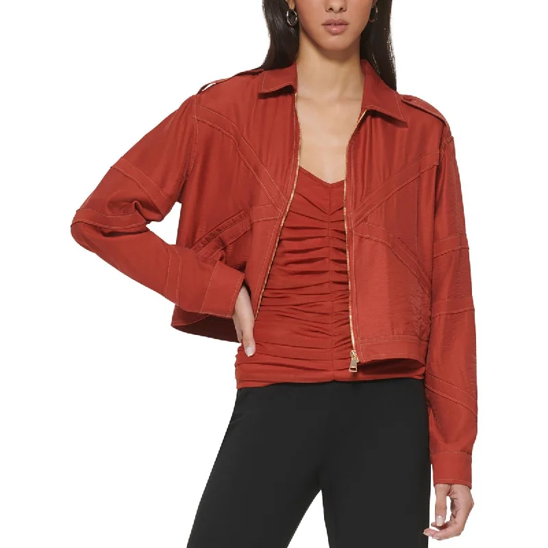 DKNY Womens Collar Rayon Shirt Jacket