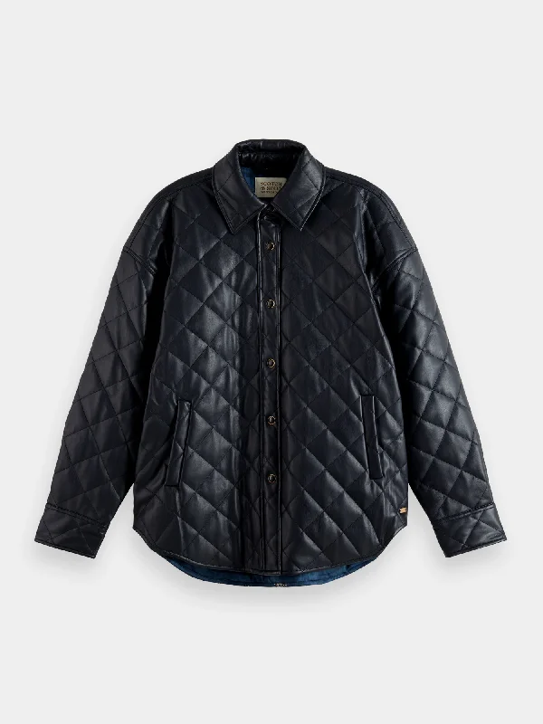 Faux leather quilted jacket