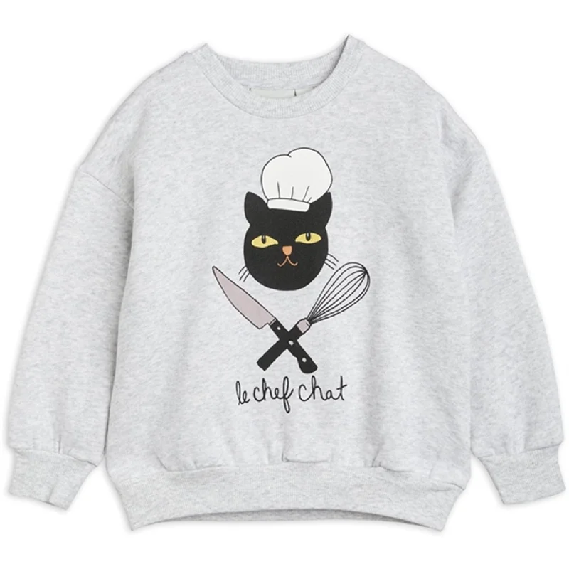 Mini Rodini Chef Cat Sp Sweatshirt Grey Melange