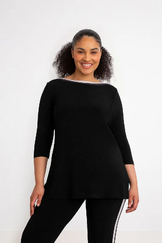 Underline Boat Neck Tunic | Black