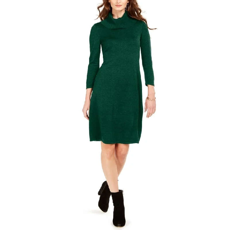 Nine West Women's Cowlneck Sweater Dress Green Size Large