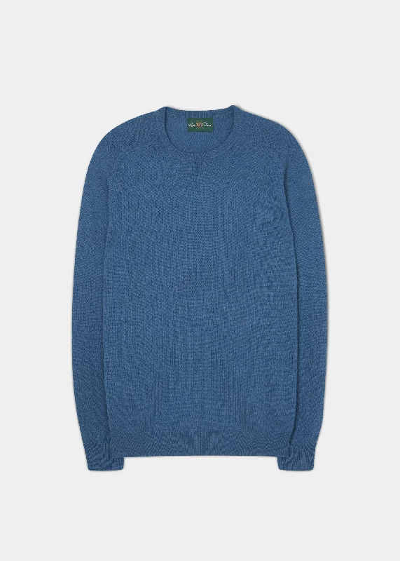 Lenzie Men's Lambswool Jumper In Teal Blue - Regular Fit