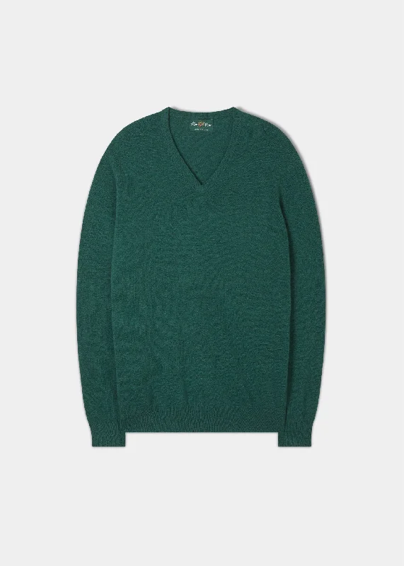 Men's Geelong Wool Vee Neck Jumper in Cossack - Regular Fit