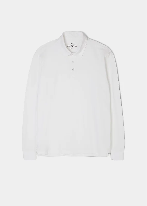 Storwood Long Sleeve Polo Shirt In White