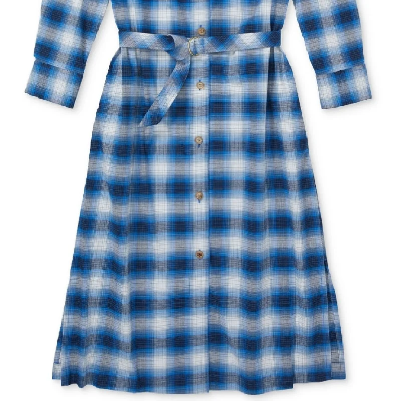 Tommy Hilfiger Women's Checked Flannel Magnetic Placke Shirtdress Blue Size Medium